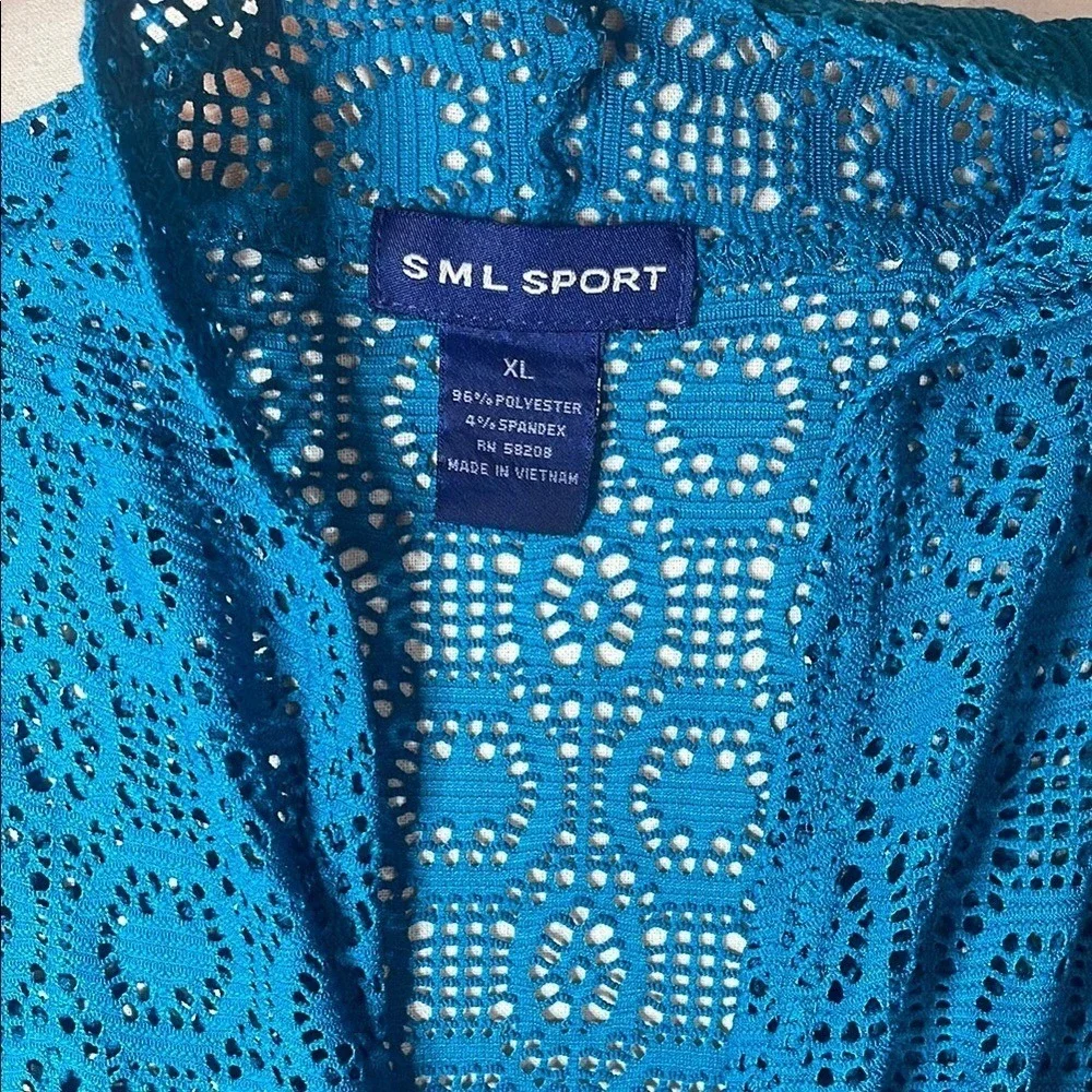 SML Sport Blue Crochet Cardigan with Button‎ Closure